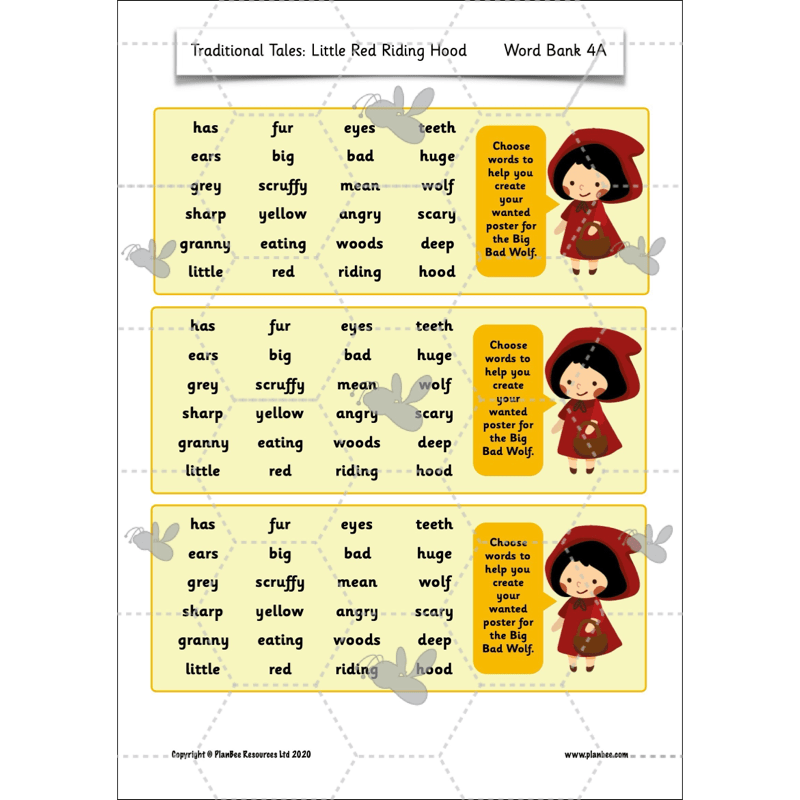PlanBee Traditional Tales: Little Red Riding Hood | KS1 English Pack