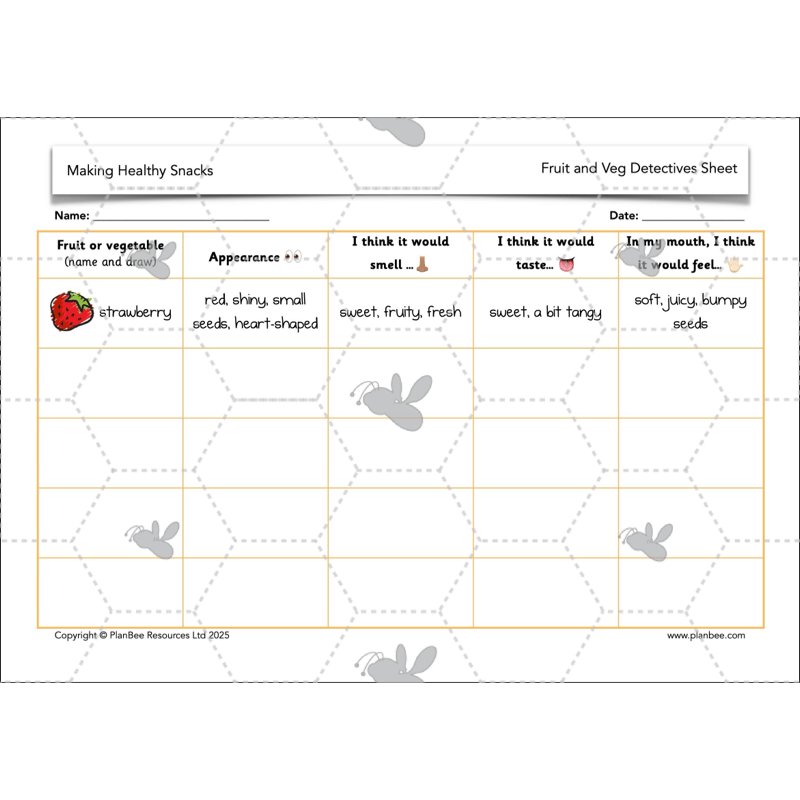 PlanBee Making Healthy Snacks | KS1 DT Lesson Pack