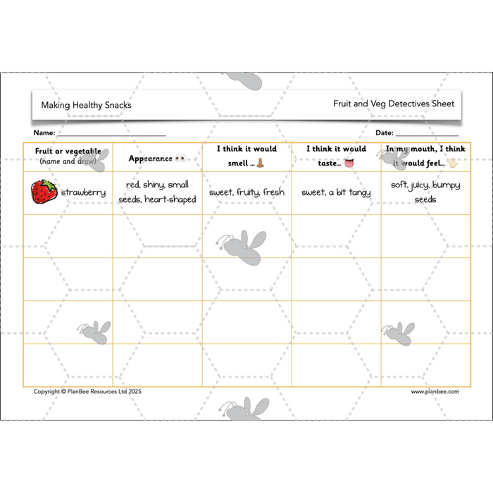 PlanBee Making Healthy Snacks | KS1 DT Lesson Pack