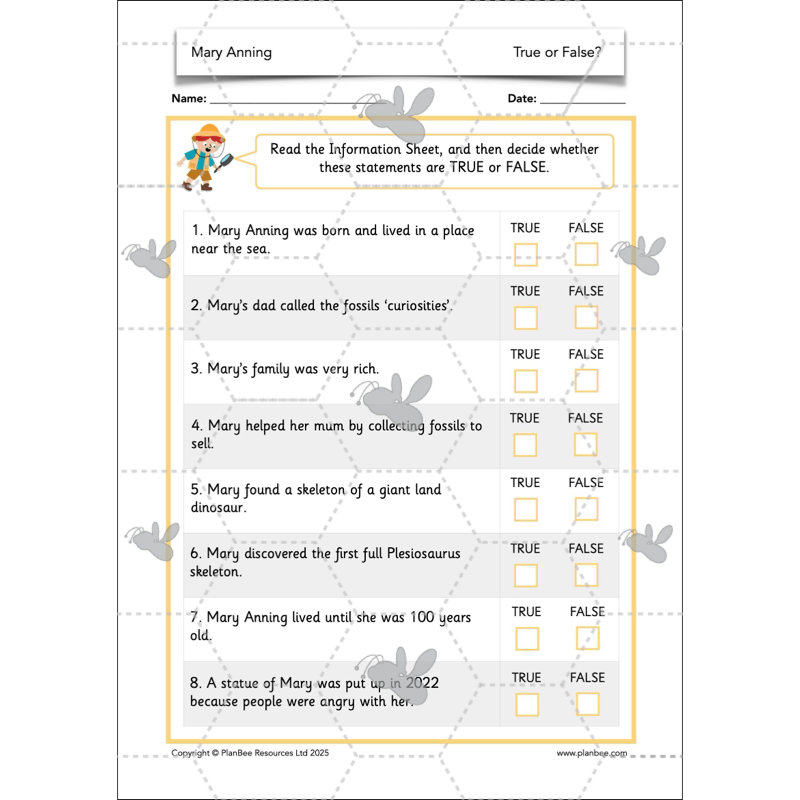 PlanBee Mary Anning KS1 | History Lesson Pack 