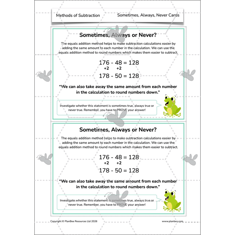 PlanBee Methods of Subtraction Year 4 Maths Lessons by PlanBee