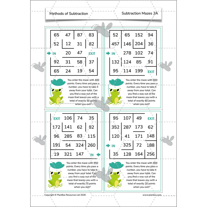 PlanBee Methods of Subtraction Year 4 Maths Lessons by PlanBee