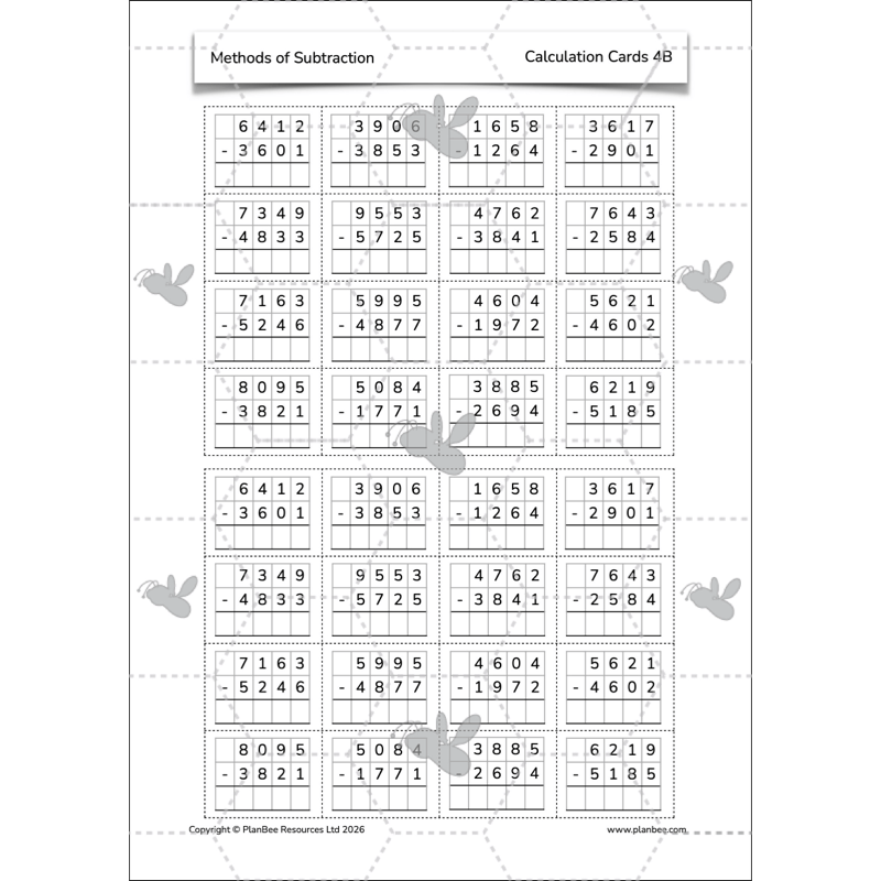 PlanBee Methods of Subtraction Year 4 Maths Lessons by PlanBee