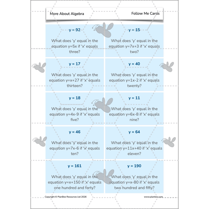 PlanBee More About Algebra Year 6 algebra worksheets by PlanBee