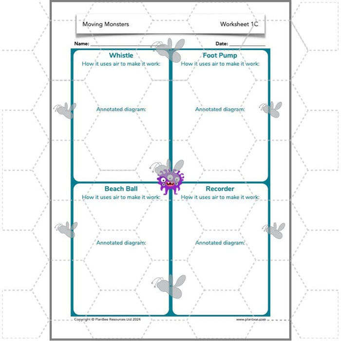 PlanBee Moving Monsters Year 3 KS2 Pneumatics Lessons by PlanBee