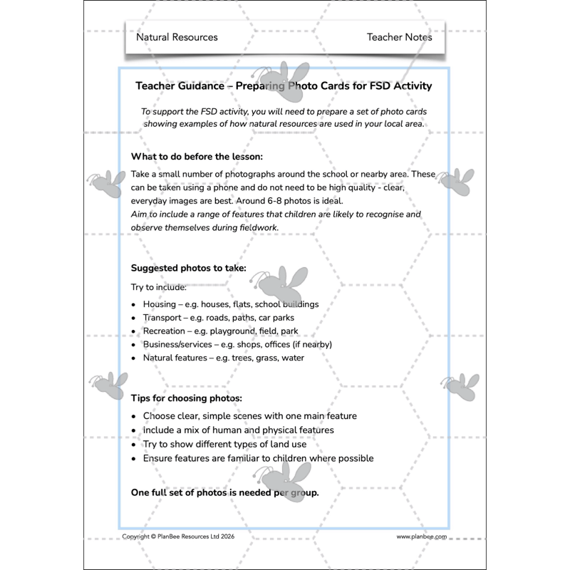 PlanBee Natural Resources KS2 Geography Lesson Pack