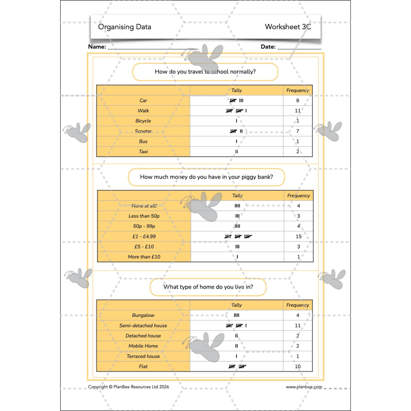 PlanBee Year 3 Statistics Organising Data PlanBee Maths Lesson