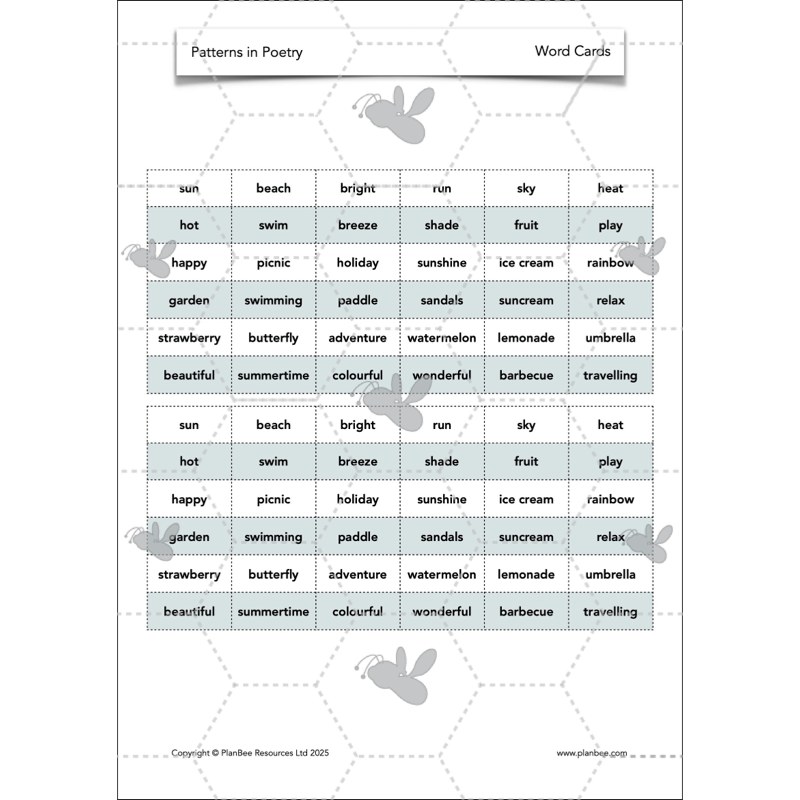 PlanBee Year 3 Patterns in Poetry | Investigating Types of Poems