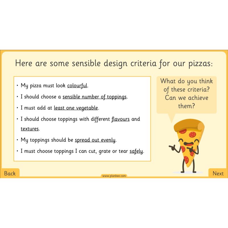 PlanBee Perfect Pizzas KS1 DT Lesson Pack