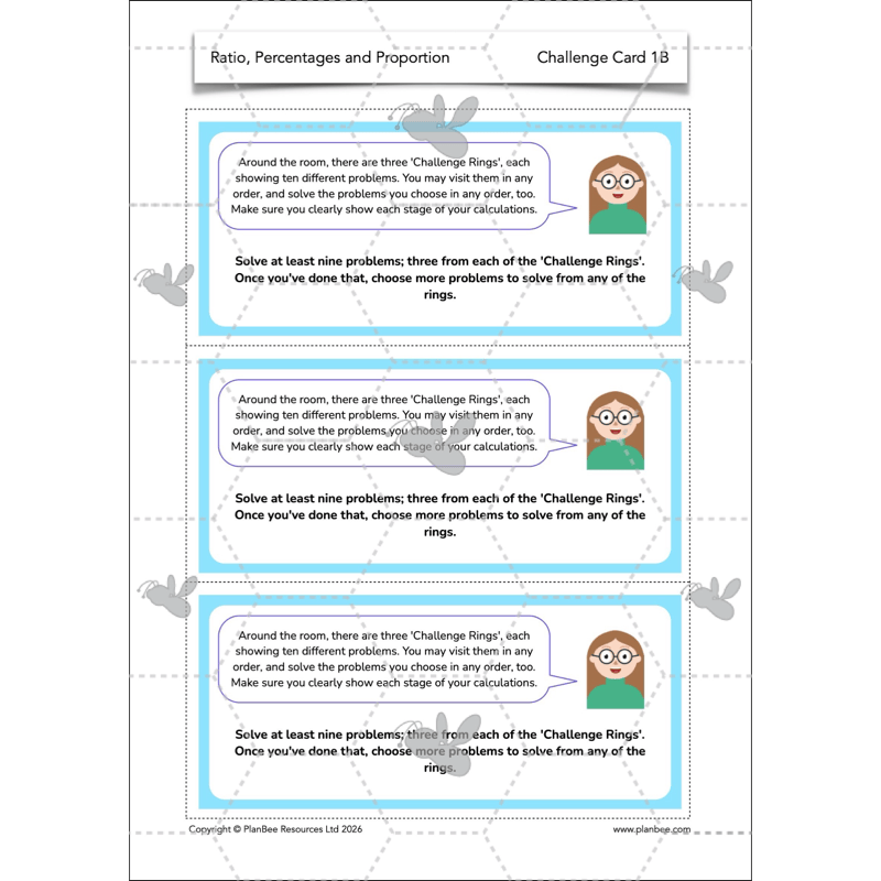PlanBee Ratio, Percentages and Proportion: Year 6 Maths