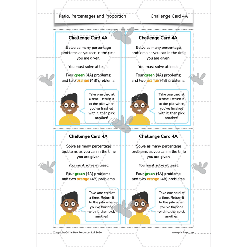 PlanBee Ratio, Percentages and Proportion: Year 6 Maths