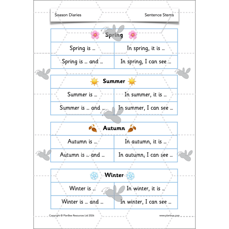 PlanBee Season Diaries | Year 1 English