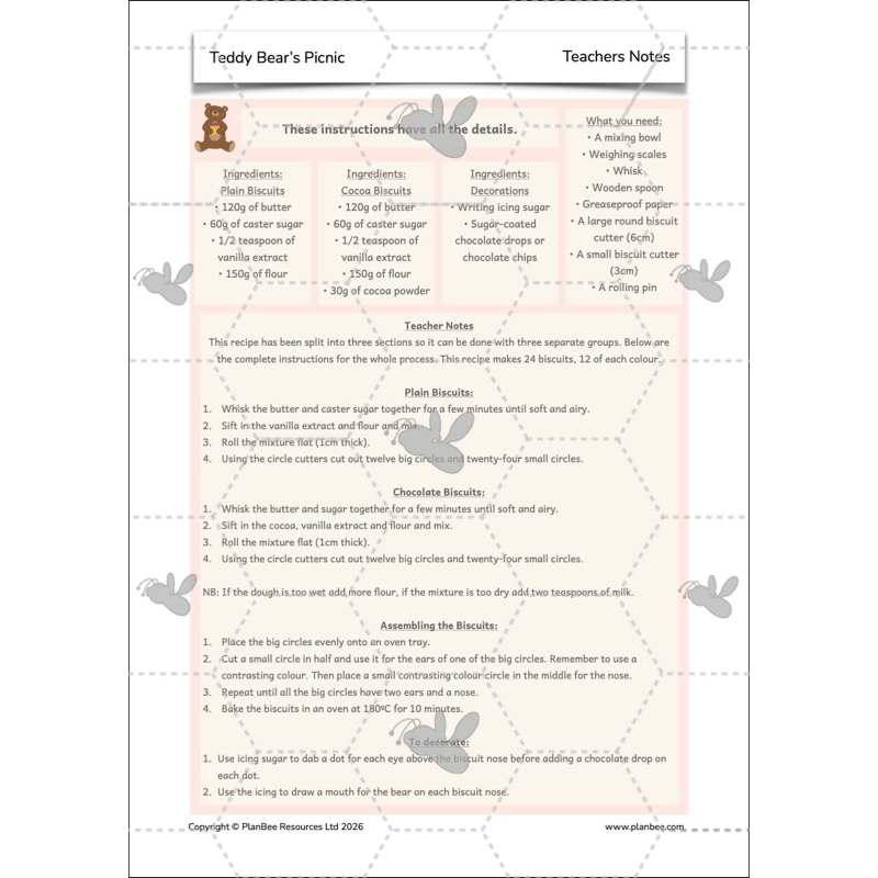PlanBee Teddy Bears Picnic Ideas and DT Lessons by PlanBee