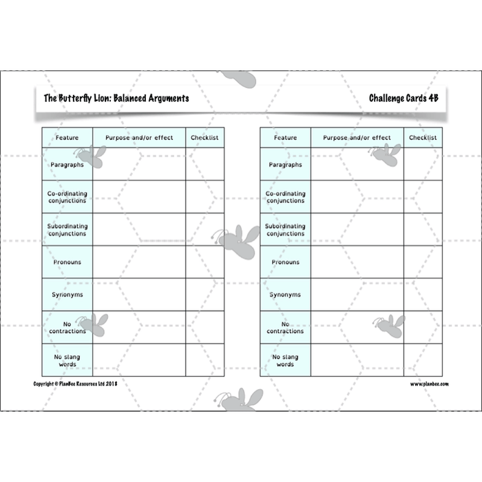 The Butterfly Lion: Balanced Arguments