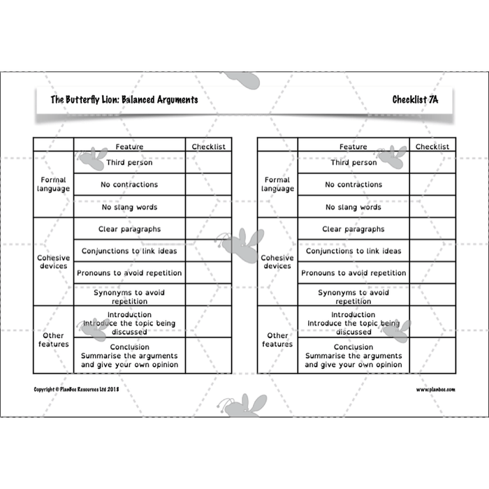 The Butterfly Lion: Balanced Arguments