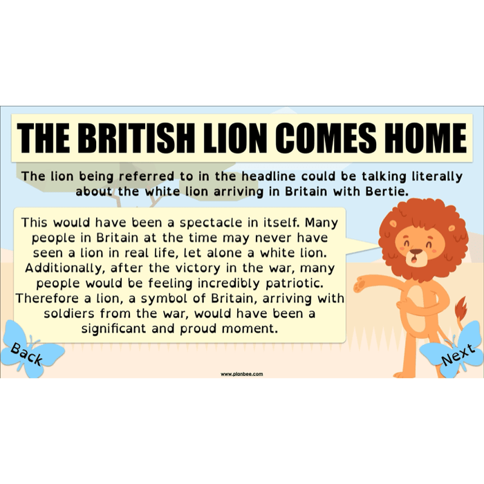 PlanBee The Butterfly Lion: Newspaper Reports KS2 English Pack