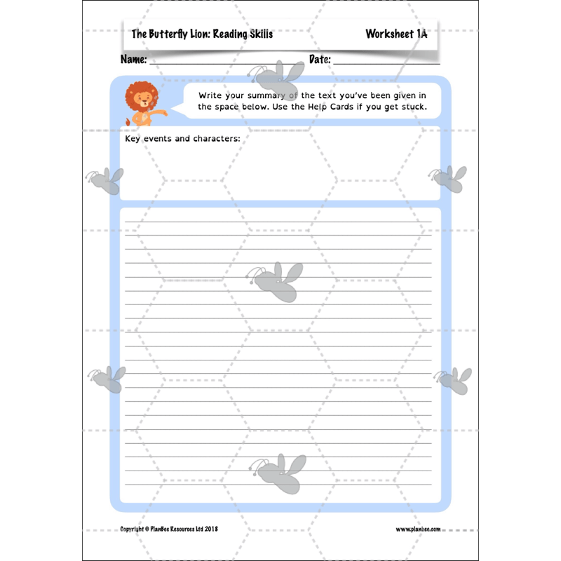 PlanBee FREE Mini-scheme | The Butterfly Lion Reading Skills KS2