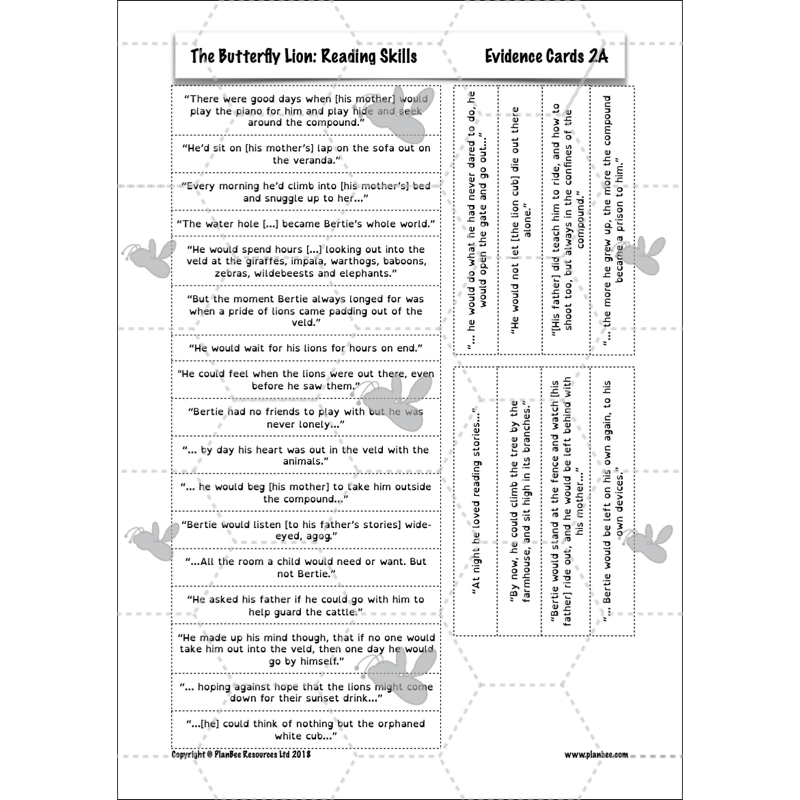 PlanBee FREE Mini-scheme | The Butterfly Lion Reading Skills KS2