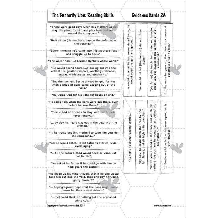PlanBee FREE Mini-scheme | The Butterfly Lion Reading Skills KS2