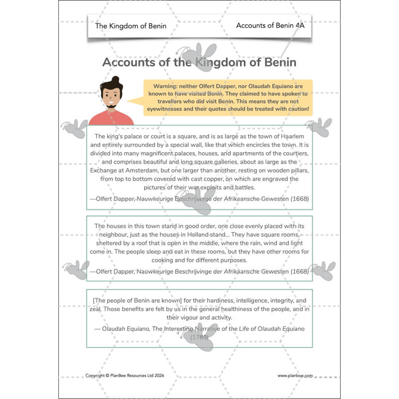 PlanBee The Kingdom of Benin KS2 History Lesson Pack