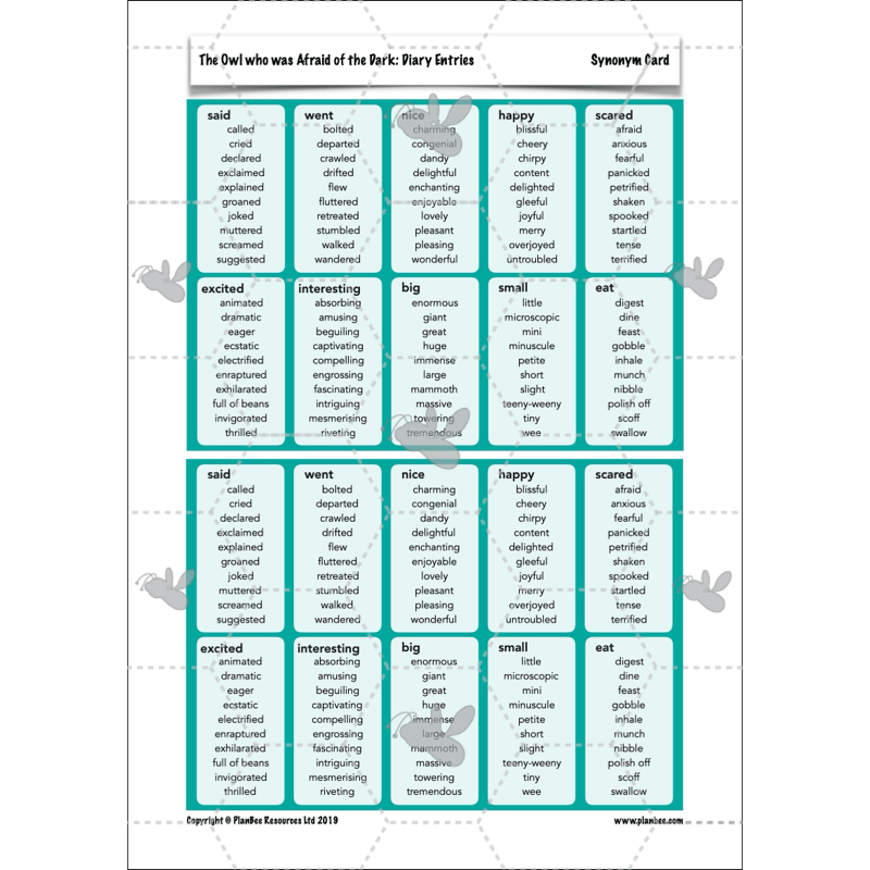 PlanBee FREE | The Owl who was Afraid of the Dark | Diaries KS2