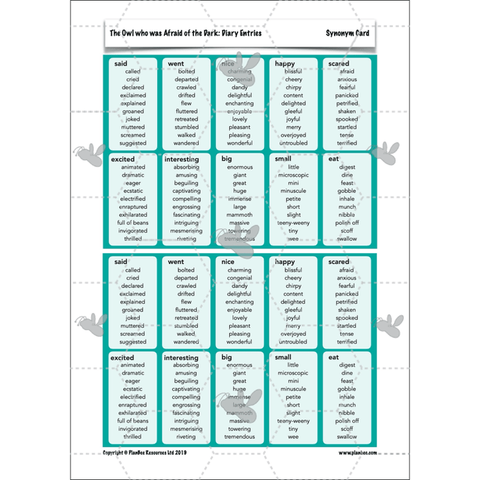 PlanBee FREE | The Owl who was Afraid of the Dark | Diaries KS2