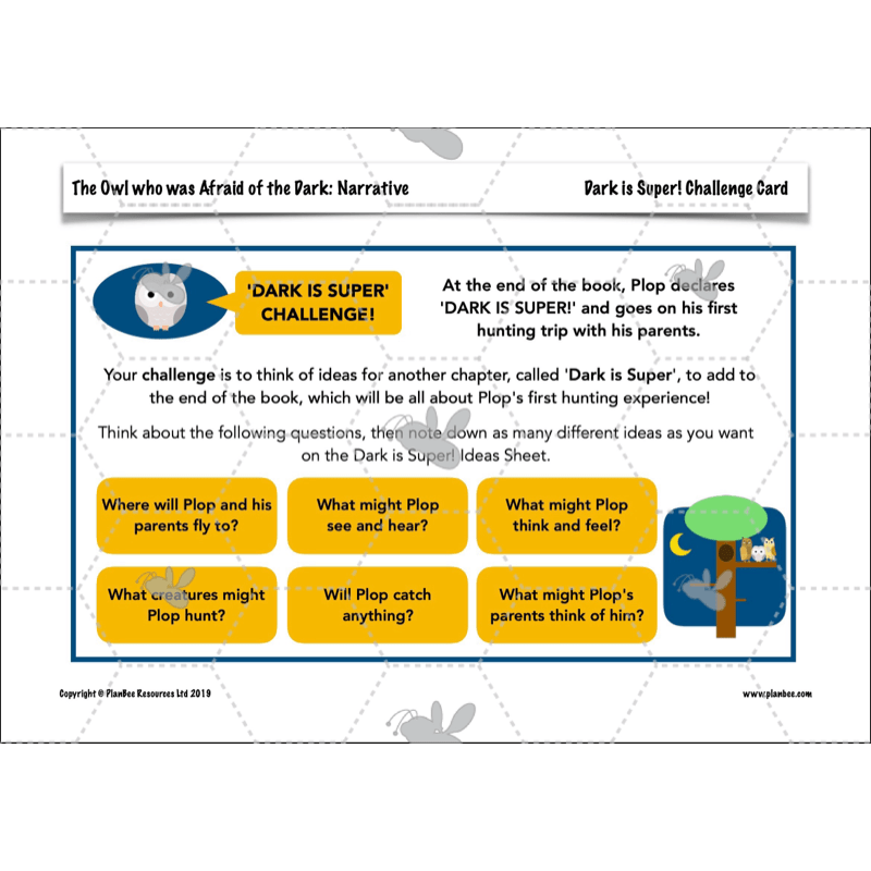 PlanBee The Owl who was Afraid of the Dark | KS2 Narrative Lessons