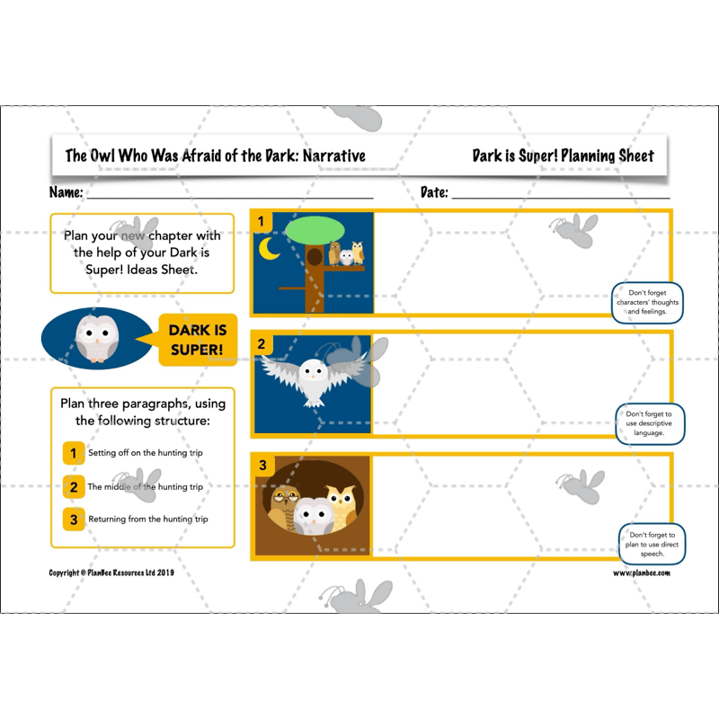 PlanBee The Owl who was Afraid of the Dark | KS2 Narrative Lessons