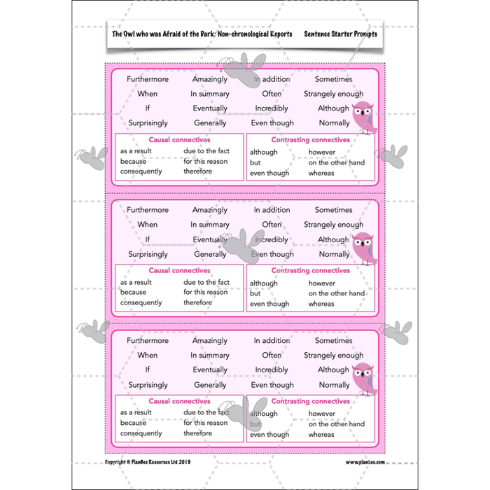 PlanBee The Owl who was Afraid of the Dark | KS2 Non-chronological Reports