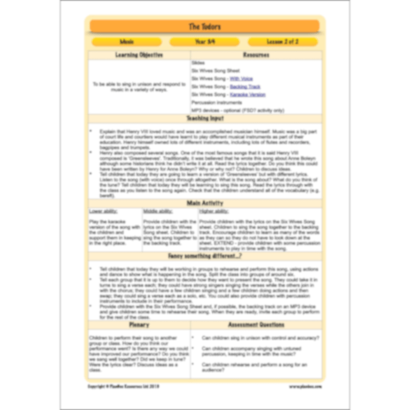 The Tudors Topic Enrichment Pack