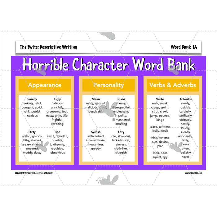PlanBee The Twits: Descriptive Writing KS2 | Year 4 English Pack