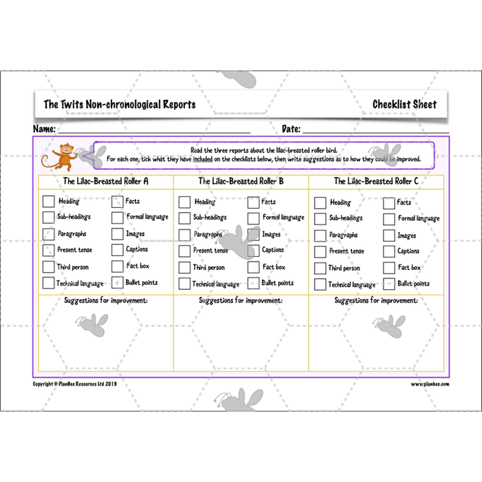 PlanBee The Twits: Non-chronological Reports KS2 | Y4 English Pack