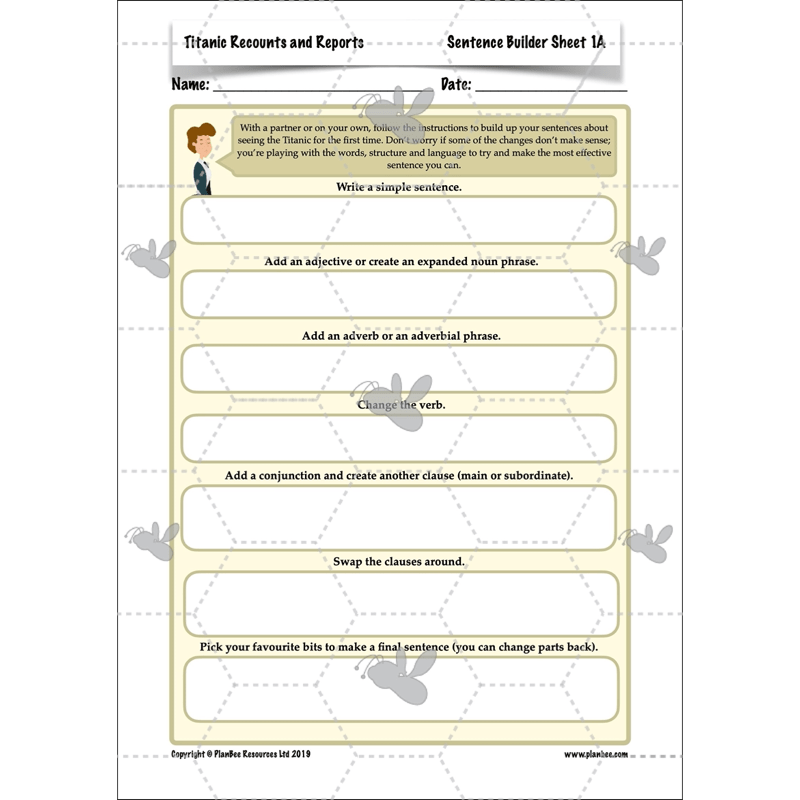 PlanBee Titanic Recounts and Reports English KS2 Lesson Pack