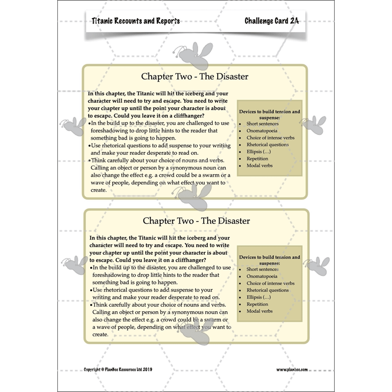 PlanBee Titanic Recounts and Reports English KS2 Lesson Pack
