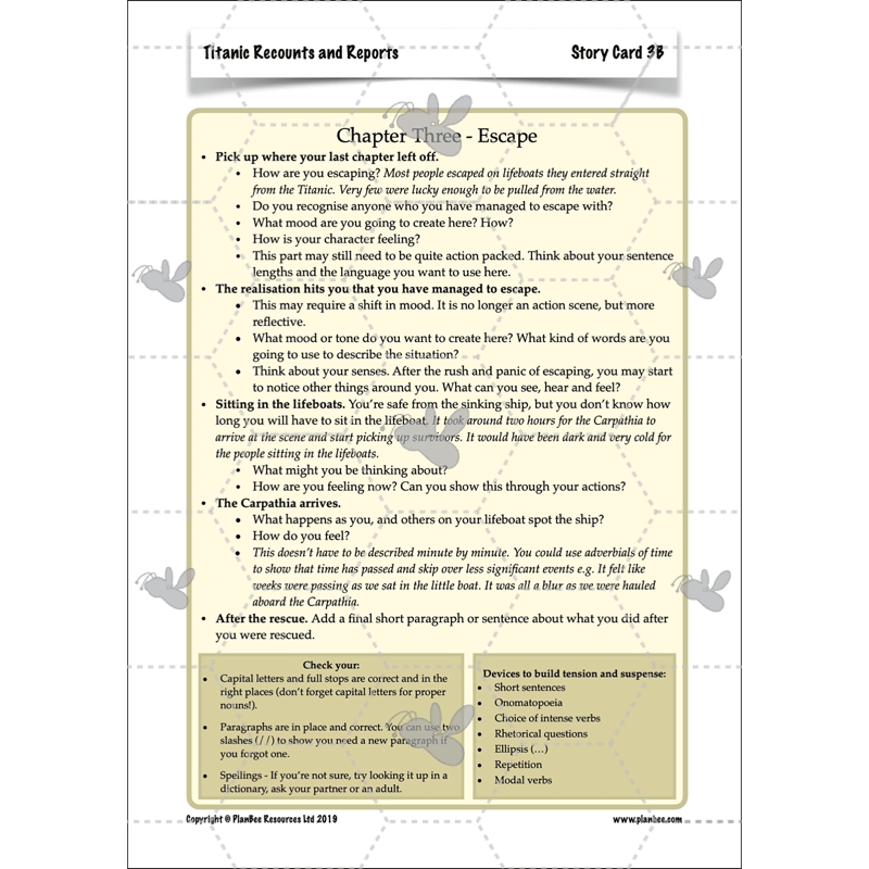PlanBee Titanic Recounts and Reports English KS2 Lesson Pack