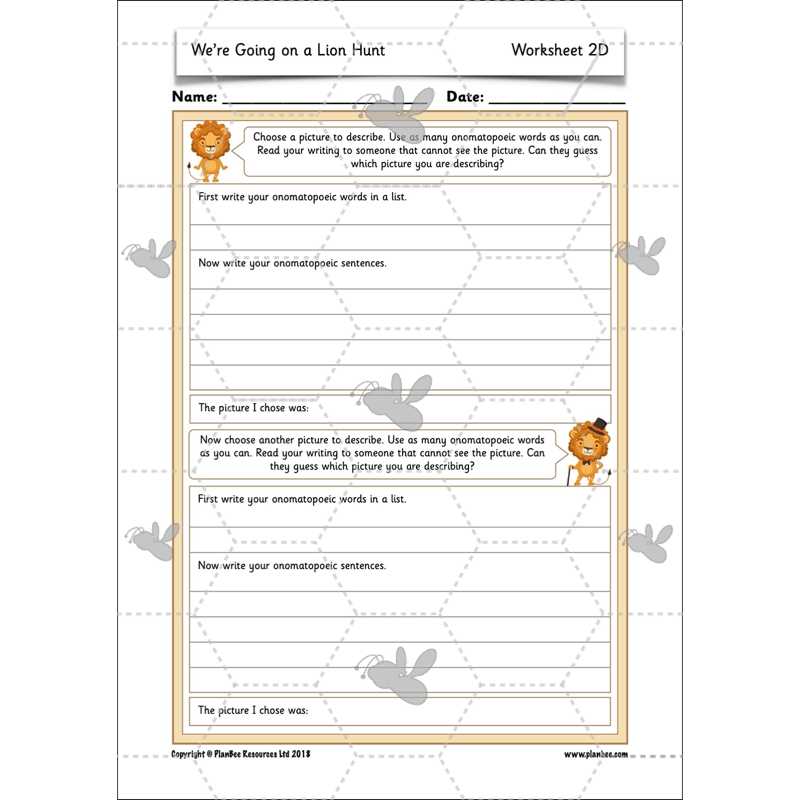 PlanBee We're Going on a Lion Hunt KS1 English Lesson Planning