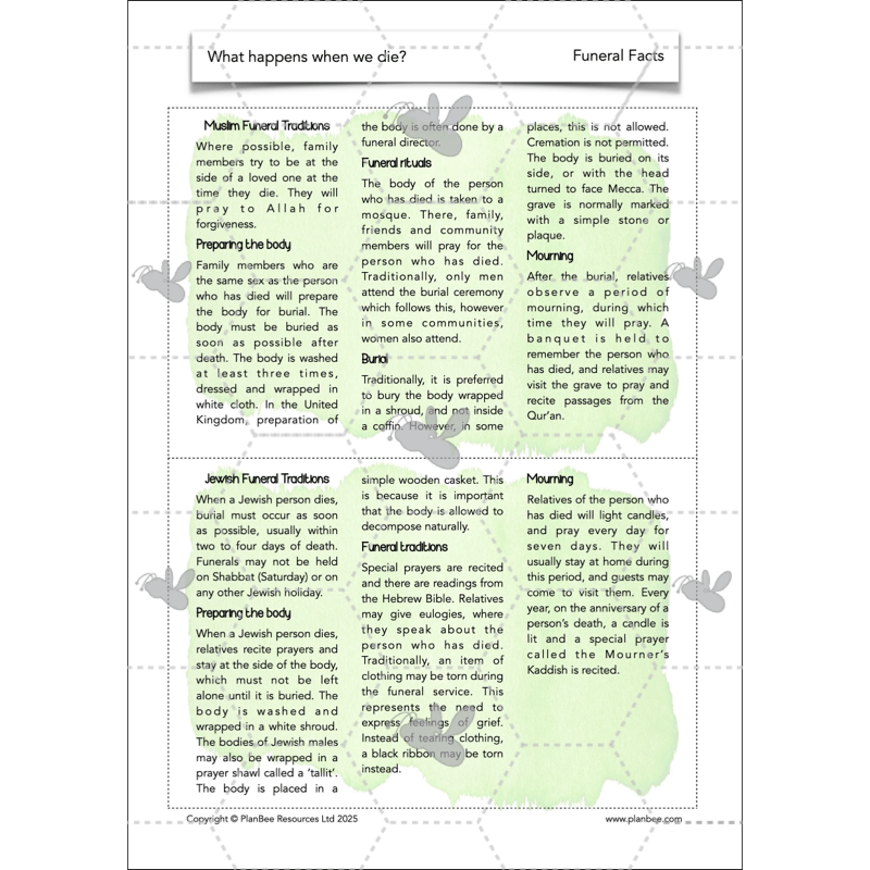 PlanBee What happens when we die? KS2 RE Lesson Plans