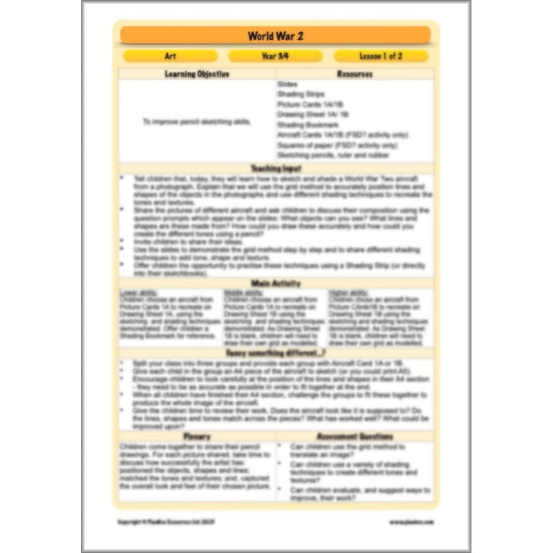 PlanBee World War 2 (Lower KS2) Topic Enrichment Pack