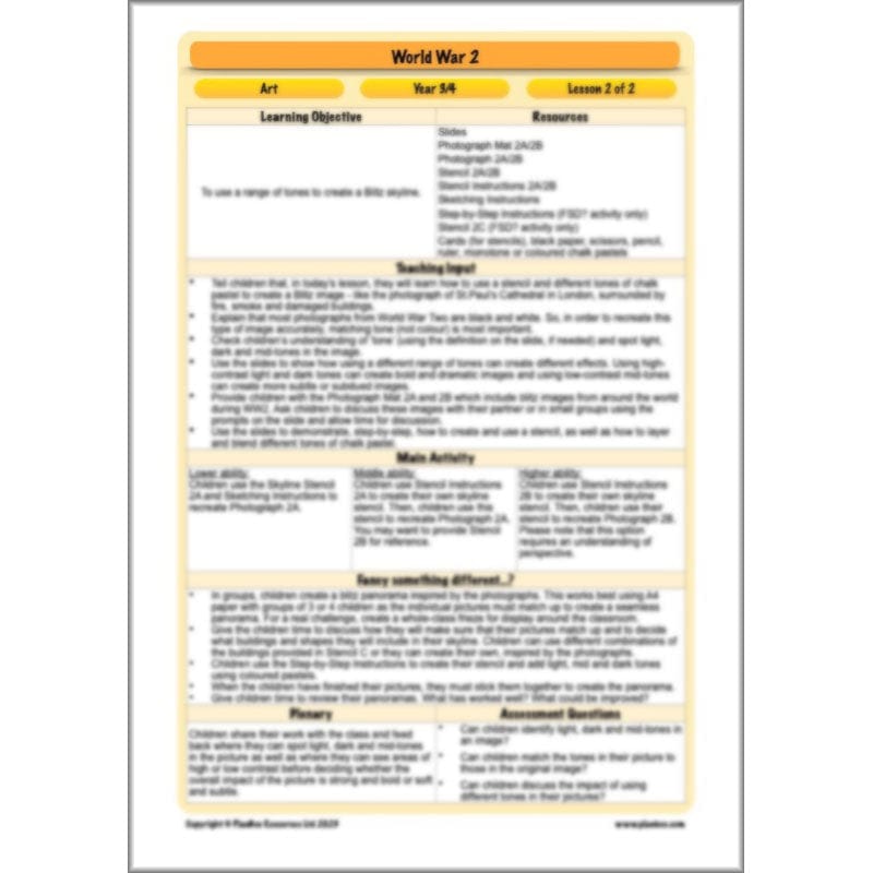 PlanBee World War 2 (Lower KS2) Topic Enrichment Pack