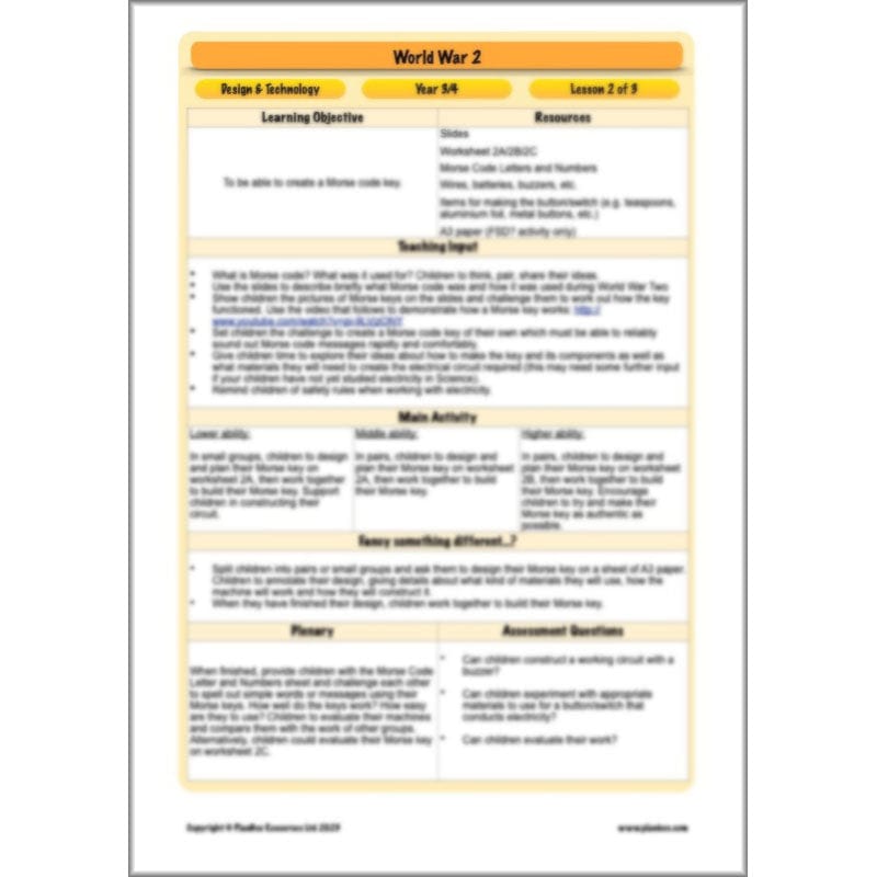 PlanBee World War 2 (Lower KS2) Topic Enrichment Pack