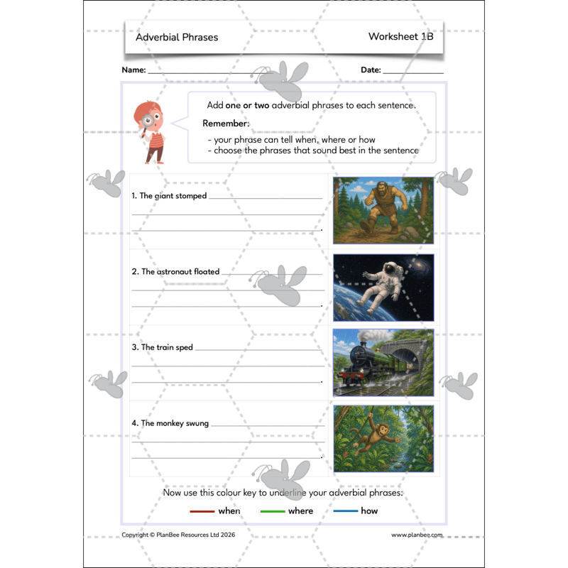PlanBee Adverbial Phrases KS2 English Lesson Pack