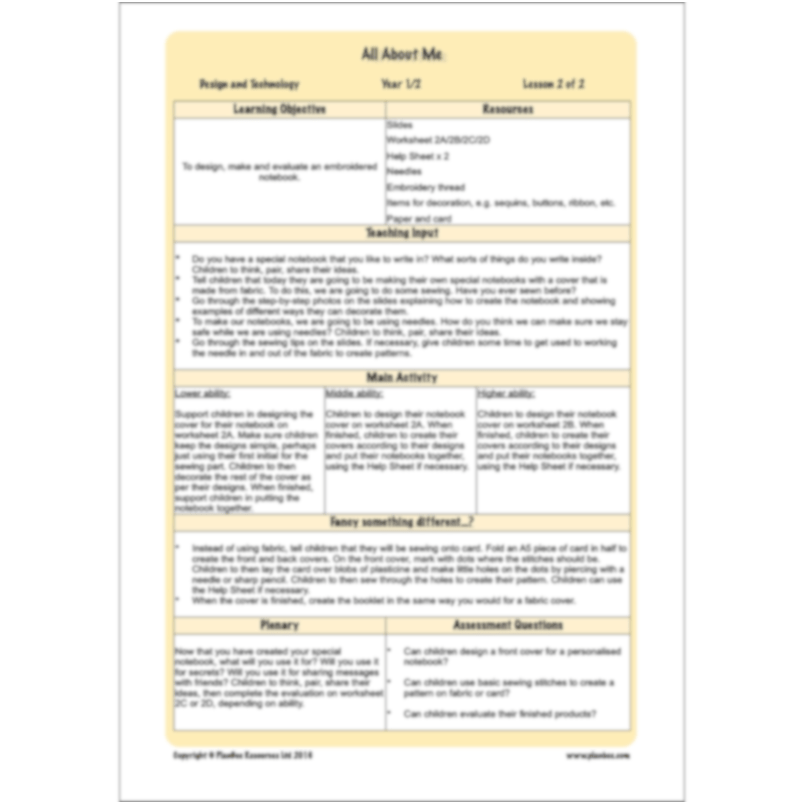 All About Me Topic Enrichment Pack