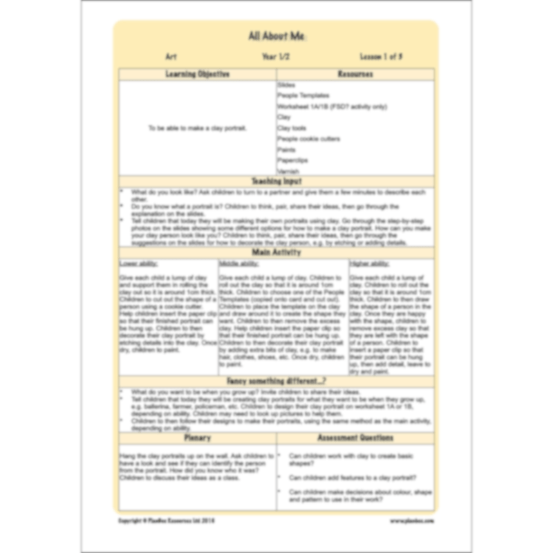 PlanBee All About Me KS1 Topic Enrichment Pack