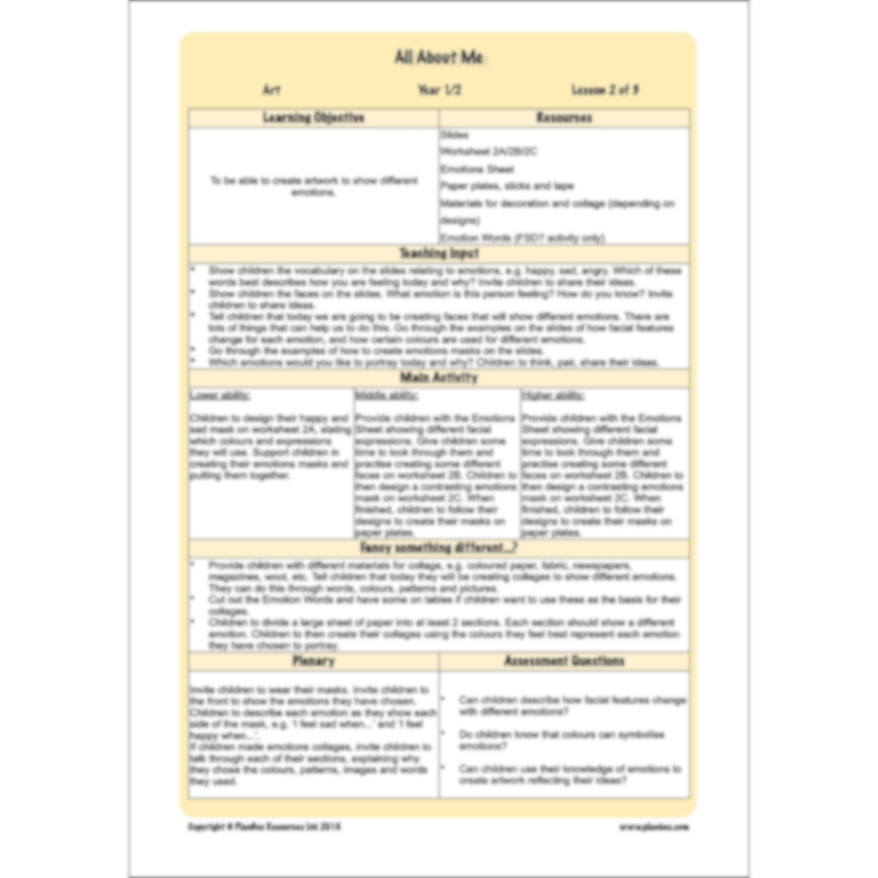 PlanBee All About Me KS1 Topic Enrichment Pack