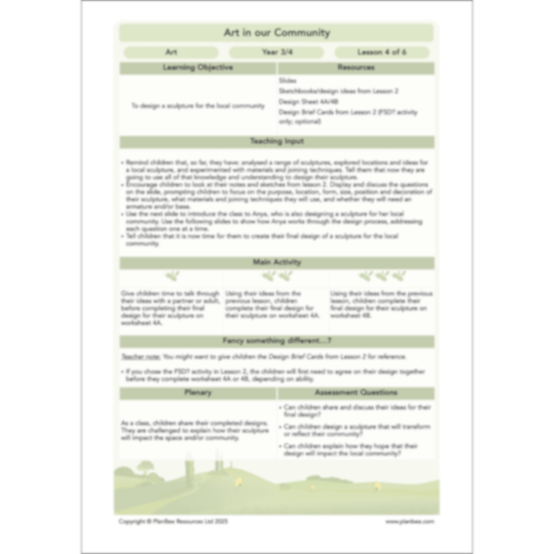 PlanBee Art in our Community | Sculpture KS2 | PlanBee