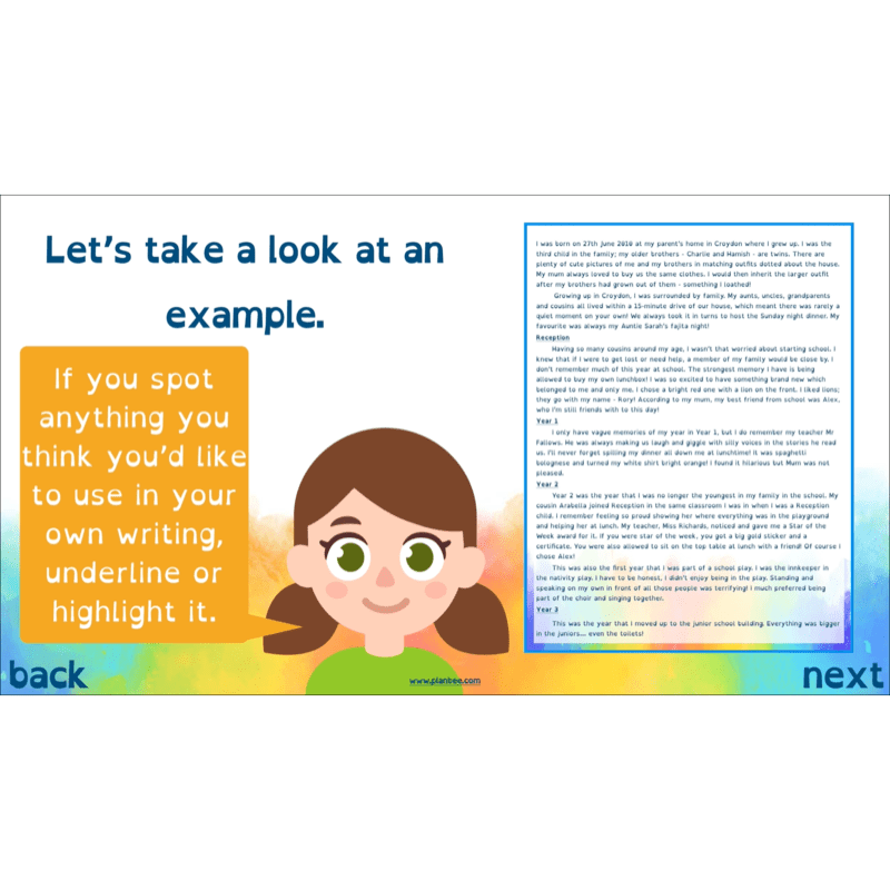 PlanBee Autobiography KS2 English Planning and Resources