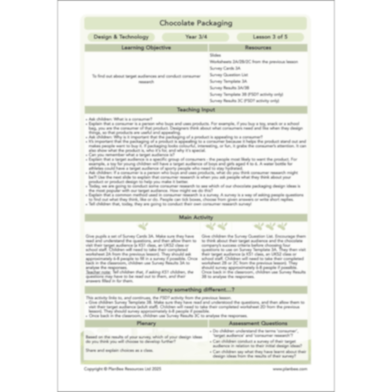 PlanBee Chocolate Packaging | KS2 DT lessons