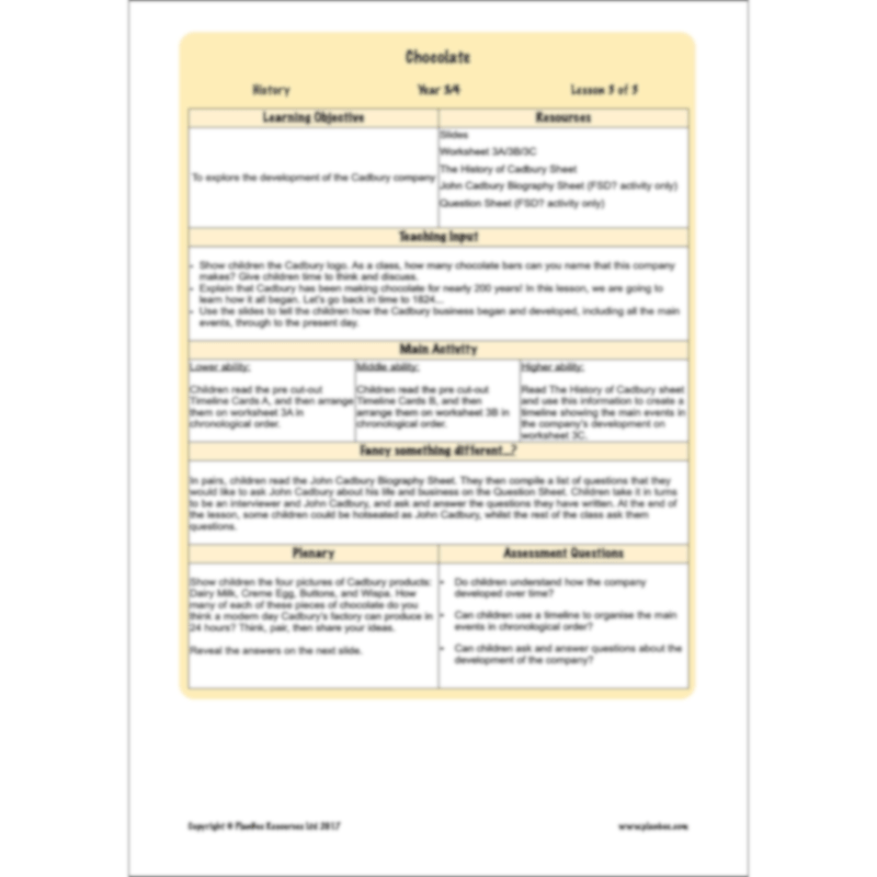 PlanBee Chocolate Topic KS2 Enrichment Lesson Pack
