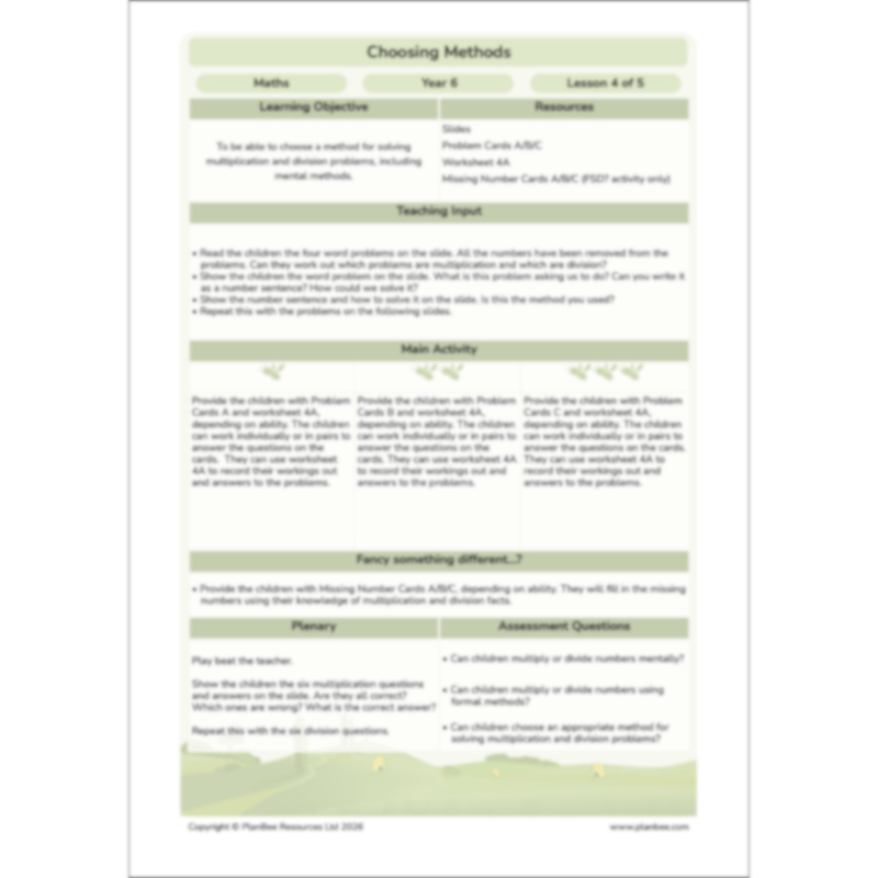 PlanBee Choosing Methods Year 6 Maths Planning by PlanBee