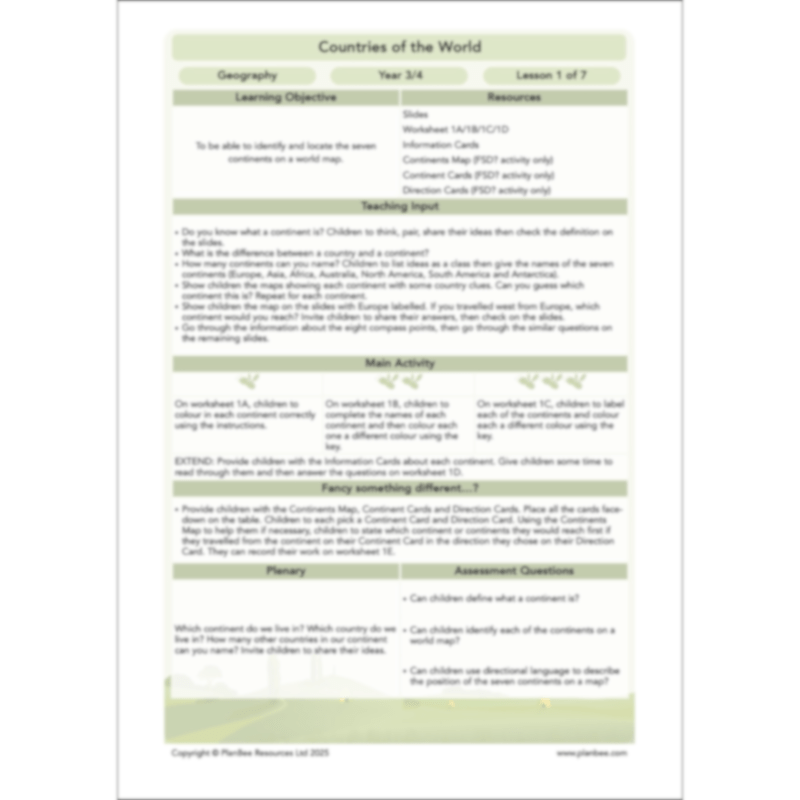 PlanBee Countries of the World | KS2 Geography Lessons PlanBee 